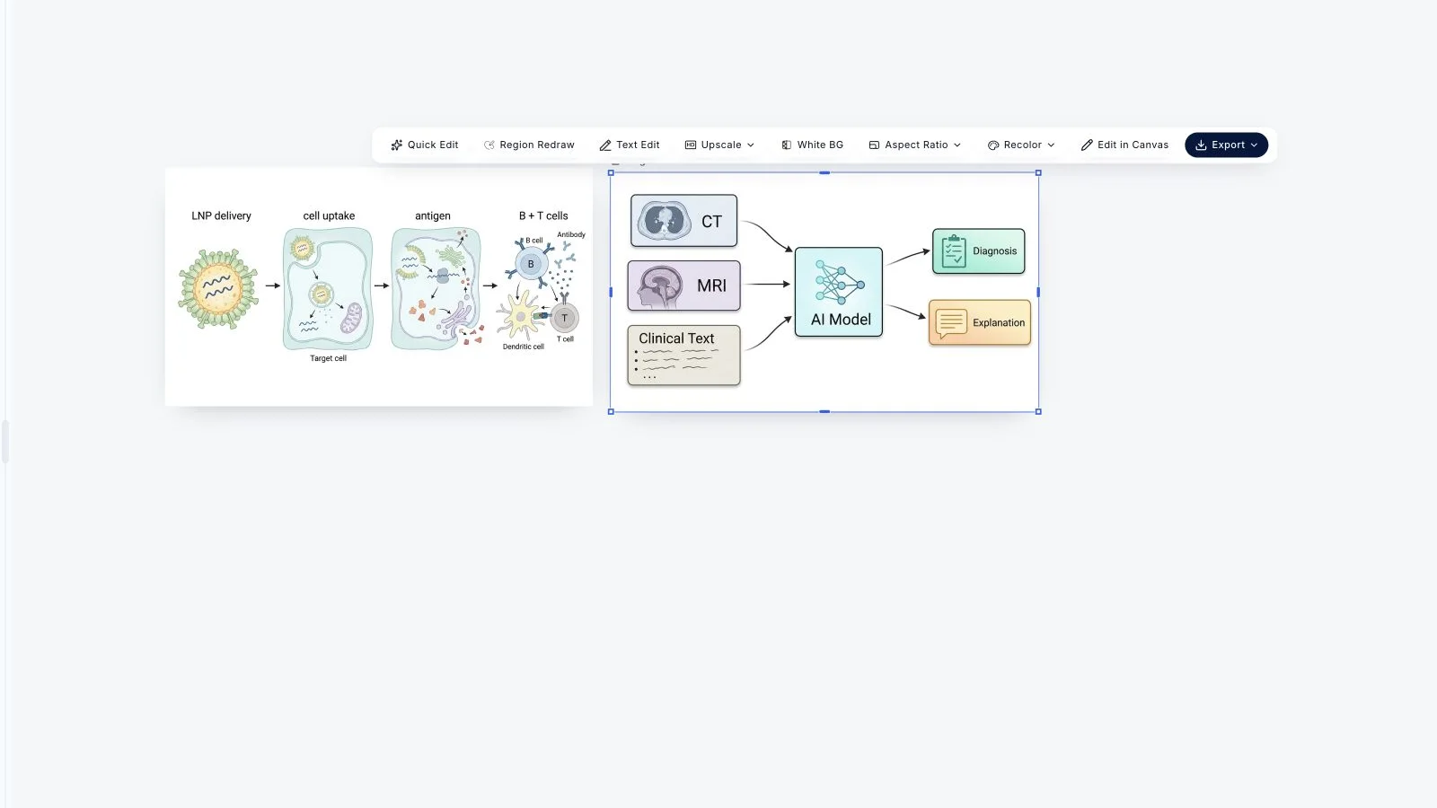 FigureLabs canvas editor with local edits and export actions