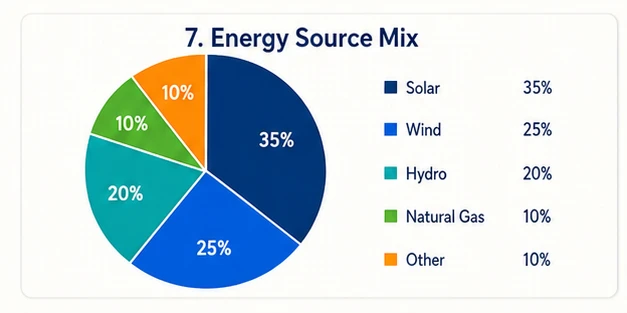 Donut chart showing the share of energy sources