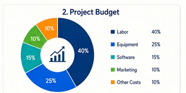 Donut chart showing project budget allocation