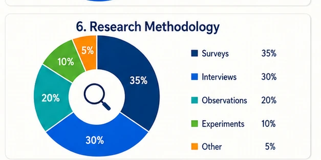 Pie chart showing research methods used in a study
