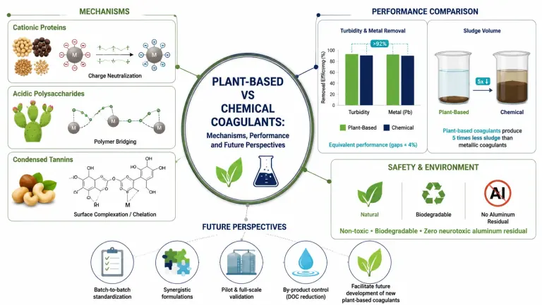 Plant-based and chemical coagulation mechanisms, an AI scientific figure example created with Paper Banana in FigEditor