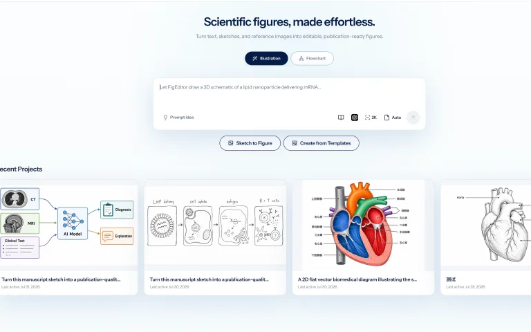 AI scientific figure generator workspace
